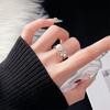 Anillo Abierto Diamante Retro Dorado Forma V Moda Sentido de Alta Gama Lujo Simple Flor Elegante Anillo Elegante para Mujer
