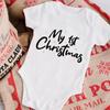 2023 Natal Nova série Meu 1º Natal algodão bebê macacão manga curta bebê macacão