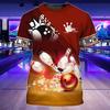 Camiseta deportiva de manga corta informal con cuello redondo y estampado 3D de bolos de verano de 2023, ropa de moda para hombre