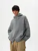 Cárdigan de Punto Gris Retro Americano con Capucha para Hombres y Mujeres en Otoño e Invierno Estilo Perezoso Casual Holgado Chaqueta de Punto Versátil