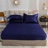 Juego de Sábana Bajera Ajustable y Funda de Almohada de Seda Lavada de Imitación de una Pieza de Hielo Elegante y Transpirable