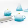 Taza de Té de Montaña Verde Estilo Chino Artificial Set de Té Casa de Muñecas Decoración DIY Accesorios Colgantes Mini Adornos de Escritorio
