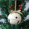 Campana navideña de copo de nieve de 8 cm, de hierro, con forma de fruta roja, colgante decorativo con borde cruzado, decoración para muebles navideños, campana grande de metal.