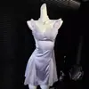 Sexy Camisón de Verano para Mujer con Acabado de Lujo, Estilo Pura Pasión para Bustos Pequeños, con Copas en el Pecho, Camisola de Encaje de Seda Helada, Ropa de Casa