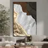 Pintura decorativa de entrada de alto nivel con marco de metal abstracto en estilo wabi-sabi con líneas artísticas e iluminación