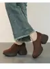Versión de Piel de Oveja~ Estilo Otoño e Invierno, Elegantes y Cómodos Zapatos sin Cordones que Aumentan la Altura para Personas Bajitas, con Suelas Gruesas, Correas Elásticas y Diseño de Corte Profundo