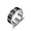 Joyería Nueva para Hombre Transfronteriza Anillo Creativo Europeo y Americano de Acero Inoxidable Giratorio Números Romanos Anillo de Acero de Titanio