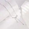 Collar de Borla de Perlas con Intervalos de Lazo Cadena de Clavícula Versátil de Verano Lujo Ligero Joyería de Gama Alta