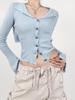 Hot Girl's design cintura exposto renda-up bell manga suéter feminino 2023 outono e inverno elegante lapela fina top inferior