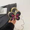 Bolsa de Mão Fashion em Acrílico Metálico, Bolsa de Festa Borboleta Luxuosa com Pedrarias Brilhantes, Bolsa Transversal com Corrente