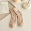 Calcetines de coral para mujer de otoño e invierno, calcetines cálidos engrosados con forro polar, calcetines de rizo con lazo para interior, calcetines de dormir de luna