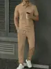 2026 Nuevo Conjunto Cruzado Europeo y Americano para Hombre de Primavera y Otoño, Camisa Polo de Manga Corta con Cuello Acanalado y Pantalones Largos, Deportivo Casual
