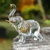 Figura de elefante de cerámica vidriada de colores con trompa larga, adecuada para decoración de sala de estar, regalos para niños y artesanías de cristal transfronterizas