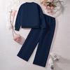 Traje Popular para Niñas Transfronterizo Otoño e Invierno Estilo Nuevo Mediano y Grande para Niños Corazón Sudadera de Manga Larga Pantalones Casuales Terciopelo Delgado Conjunto de Dos Piezas