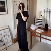 Entrega en una pieza camiseta blanca de algodón puro con hombros caídos primavera y verano manga corta básica apilada top interior para mujer camisa base suelta