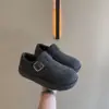 Zapatos de Mujer Tipo Birkenstock de Lana con Suela Gruesa 2026 Otoño e Invierno Felpa Feos-Lindos Peludos Algodón Nieve Aumentadores de Altura Mocasines de Suela Suave