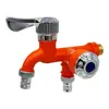 Grifo Multifuncional de Doble Cabezal de Apertura Rápida Uno Entrada Dos Salidas Tres Vías para Lavadero Grifo de Lavadora de Agua Fría Única