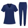 Novas Roupas de Trabalho de Manga Curta Temu Estilo Europeu e Americano 95% Poliéster 5% Elastano Elástico Secagem Rápida Uniformes para Enfermeiros e Equipe Médica