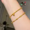 Tienda de Oro Mismo Estilo Pulsera de Campana de Cuentas Láser Doradas Antiguas para Mujer, Pulsera Versátil de Lujo Ligero de Gama Alta Estilo Chino Nuevo para Mujer
