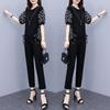 535 # Traje Holgado de Manga Corta para Mujer de Talla Grande a la Moda Cubre Carne para Mujer 2025 Verano Nuevo Estilo mm Gordita Conjunto Casual de Dos Piezas