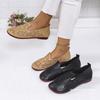 Sapatos Planos de Couro Vazados Plus Size para Comércio Exterior Europeu e Americano, Femininos, Slip-on Transfronteiriços, Respiráveis com Recortes, Biqueira Larga para Trabalho