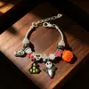 Pulseira Pan Jia Venda Quente Transfronteiriça Pulseira DIY Castelo de Caveira Morcego Fantasma Abóbora Halloween Joia Clássica