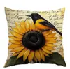 Funda de almohada de girasol amarillo para pájaros, superventas de Amazon transfronterizo de primavera, funda de almohada para oficina y dormitorio