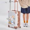 Mala Trolley de 20/ 28 polegadas para Homens e Mulheres, Estrutura de Alumínio, Zíper com Senha, Mala de Couro Moderna para Bordo