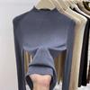 Artículos Populares de Alta Calidad de las Trece Líneas ~ Suéter Tejido Suave y Ceroso de Cuello Medio para Mujer, Suéter Ajustado, Tejido Fino, Camisa Básica de Cuello Medio