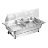 Estufa de buffet de acero inoxidable, estufa de buffet con calefacción eléctrica, estufa calentadora de desayuno de buffet de hotel con tapa abatible transparente, vajilla