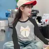 Linda Camiseta de Felpa Cálida Estilo Coreano para Niñas Otoño Invierno Moda Dulce Elegante Bloque de Color Manga Larga Cuello Redondo Tendencia