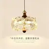 Elegante lustre de cabeceira vintage estilo francês para quarto, luminária pendente de cristal e vidro floral para ambiente de vitrine, luxo leve