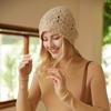 Gorro de cachemira para mujer 100% cachemira pura otoño e invierno Nuevo tejido a mano flor tridimensional gorro de punto de punta cerrada