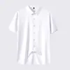 Camisa de Manga Curta Dongyu Transfronteiriça Alta Elasticidade Sem Costura Não Amassa Antirrugas Tamanho Plus Oversized Fina Cor Lisa Estilo Camisa Venda por Atacado