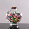Botella de deseos con forma de corazón de melocotón, estrella de origami, botella flotante de vidrio transparente, botella de caramelo creativa con tapón de madera