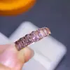 Anillo de Espinela Birmana Natural, Piedra Principal de 3*5 mm, Ropa de Trabajo Diaria con Electrochapado en Plata de Ley 925 e Incrustación de Oro de 18 Quilates
