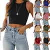 2026 Verano Transfronterizo Amazon Nuevo Color Sólido Deseo Estilo Europeo y Americano Sin Mangas Cuello Redondo Camiseta Sin Mangas Camiseta Ropa de Comercio Exterior para Mujer