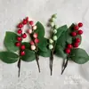 1cm Fresa de simulación DIY sombrero accesorios para el cabello corona fruta roja Decoración de Navidad rama de fruta roja enrollada a mano Accesorios de Navidad