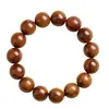 Pulsera Auténtica de Madera Huanghuali Birmano de Hainan, Madera de Durazno Vieja Taishan, Piedra Preciosa Roja, Artesanía de Madera para Hombre, Joyería de Madera para Mujer