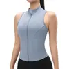 Top de Yoga Desnudo a Prueba de Golpes con Cremallera para Mujer, Chaleco Deportivo de Verano Ajustado sin Mangas con Cuello, Ropa de Yoga para Exteriores de Verano