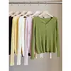 Nuevo Llegado de Otoño Cárdigan de Punto Acanalado para Mujer Simple Elegante Delgado Top Base