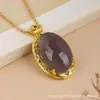 Nuevo Estilo Nacional Chinoiserie Ágata Púrpura Ahumado Natural Calcedonia Circonio de Colores Corte Hueco Estilo de Lujo Accesible Collar de Diamantes de Gama Alta para Mujeres