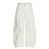 G6881 Estilo Retrô Americano Unissex High-End Branco Desconstruído Design Resistente Calça Casual de Trabalho Solta Masculina