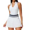 Ropa de Tenis de Color Contrastante Traje Deportivo para Mujer Top Deportivo Fitness Chaleco de Yoga de Secado Rápido Falda Corta Media Falda
