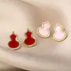 Brincos de Tarraxa Cabacinha Vermelha da Sorte Retrô Simples Novo Estilo Super Bonitos Versáteis Toque de Luxo Estilo Old Money Brinco de Temperamento