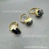 Ventas Directas de Fábrica Tendencia Europea y Americana Personalizado Piedra Natural Retro Borde Dorado Anillo de Piedra Cruda Artículos de Moda y Populares
