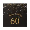 Decoración Navideña Temática de Cumpleaños 60-50-40 Negro y Dorado Casual Set de Platos y Vasos Desechables