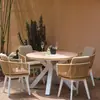 Combinação de Mesa e Cadeira para Exterior Jardim Pátio Terraço Ar Livre Mesa e Cadeira para Exterior Cadeira de Rattan Liga de Alumínio Madeira Plástica Mesa Redonda