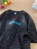 Camiseta Masculina de Manga Curta Tie-Dye com Bordado de Letras Verão Pesada Solta Casual Meia-manga Adolescentes Marca Tendência Camiseta