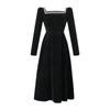 Estilo Miu Vestido Retro de Terciopelo con Dobladillo Grande para Mujer Vestido Negro Pequeño Estilo Francés Hepburn Cuadrado Pequeño 9969